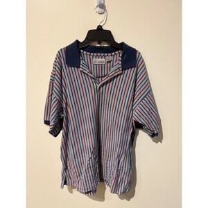 Vintage CC Sport Striped Polo Shirt‎ Mens XL Multicolor Vertical Stripe 90s